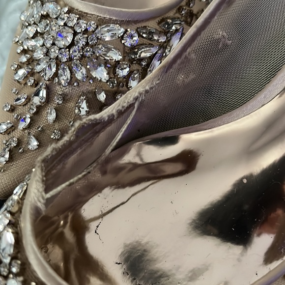 Badgley Mischka Gold Kitten Heels with Embellishment - Picture 5 of 7